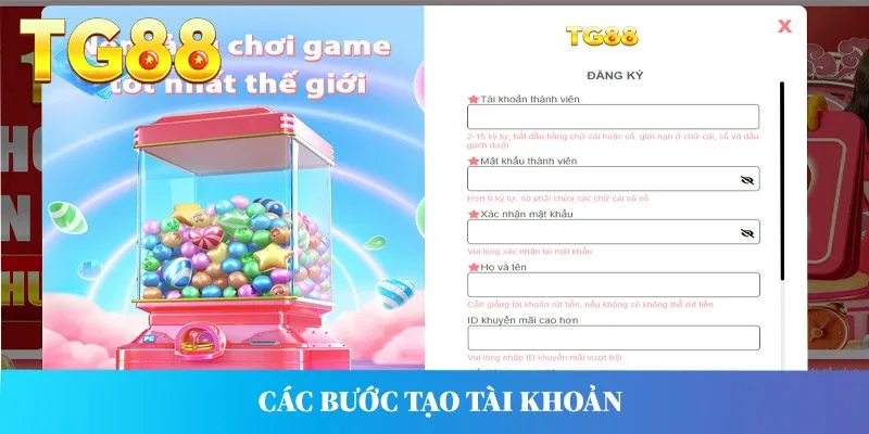 Các bước tạo tài khoản 