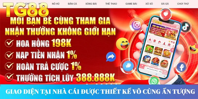 Giao diện tại nhà cái được thiết kế vô cùng ấn tượng