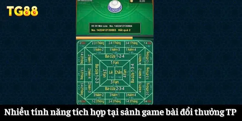 Nhiều tính năng tích hợp tại sảnh game bài đổi thưởng TP