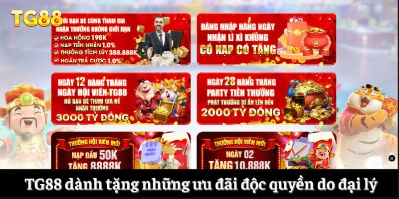 TG88 dành tặng những ưu đãi độc quyền do đại lý