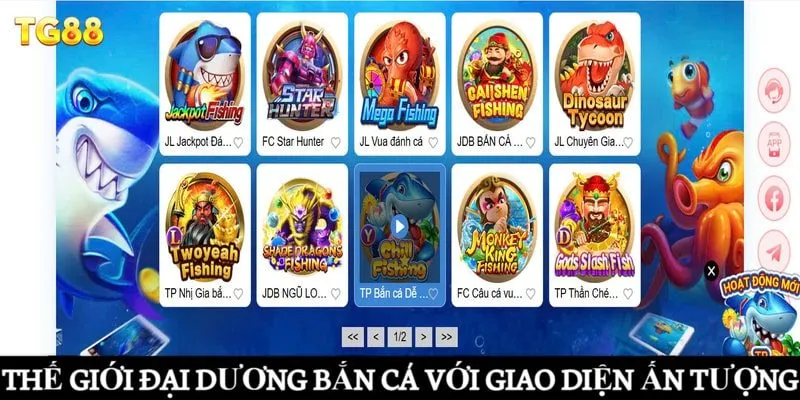 Thế Giới Đại Dương bắn cá với giao diện ấn tượng